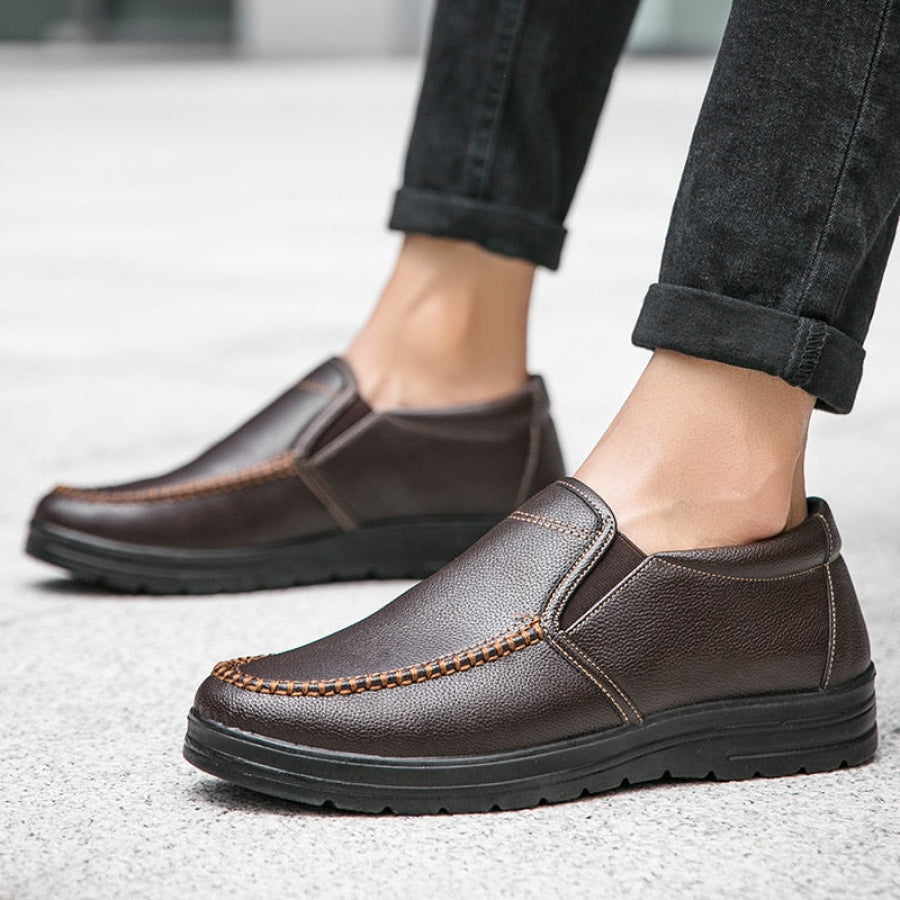 Chaussure à enfiler en cuir véritable pour hommes - Confort décontracté